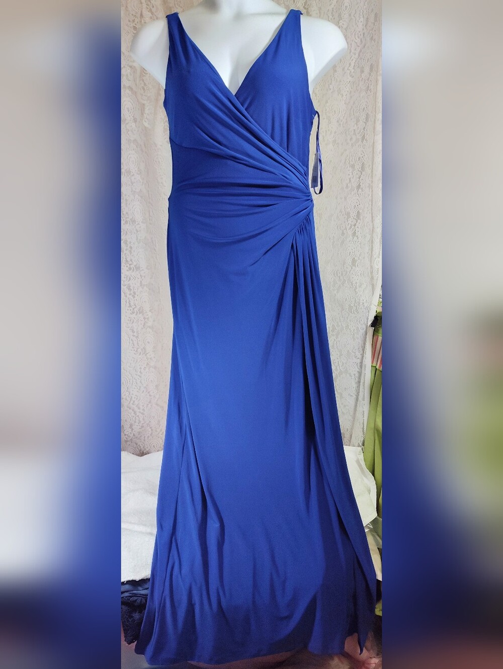 Ralph Lauren Evening Vibrant Blue Prom Evening Gown Size 12 NWT